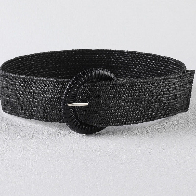 Belt023 Woven Belt Braided Buckle Black