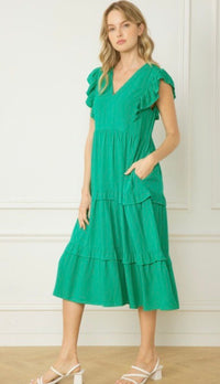 Jayla Ruffled Tiered Midi Dress Soft Green