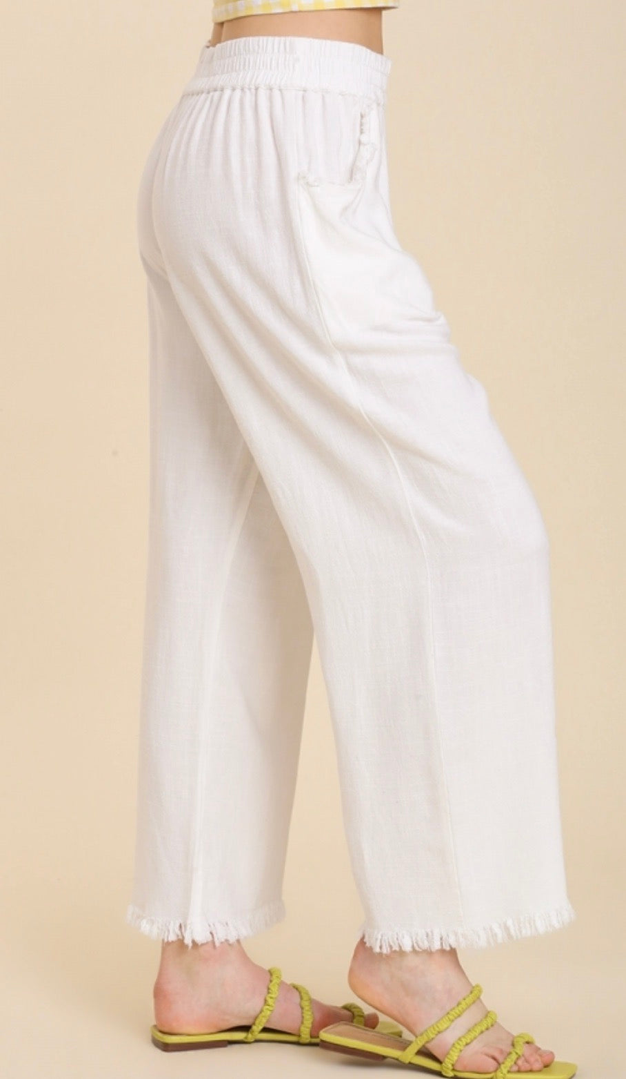 Villa Freyed Linen Pant Off White