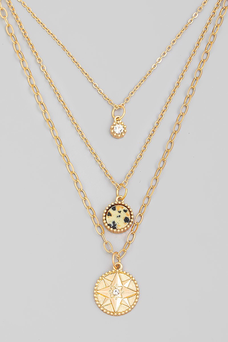 FMN170 3 Layered Necklace Gold DJ