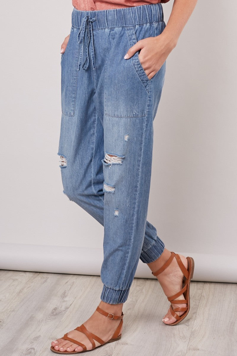 Gina Denim Jogger Pants