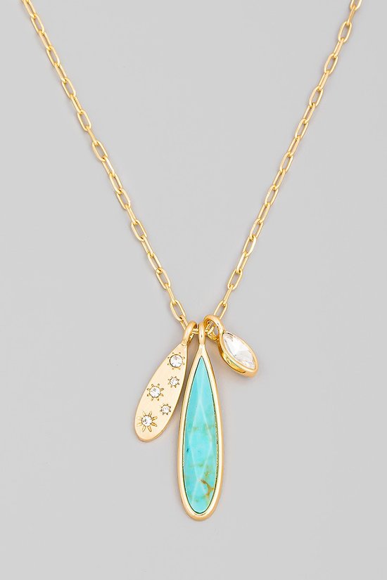 FMN142 Turquoise Charm Necklace