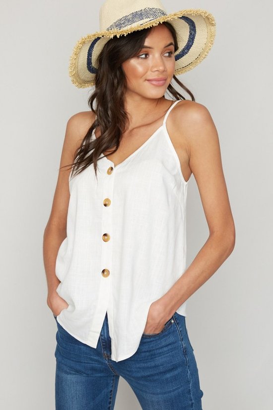 Lucy Linen Button Down Cami Off White