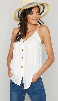Lucy Linen Button Down Cami Off White