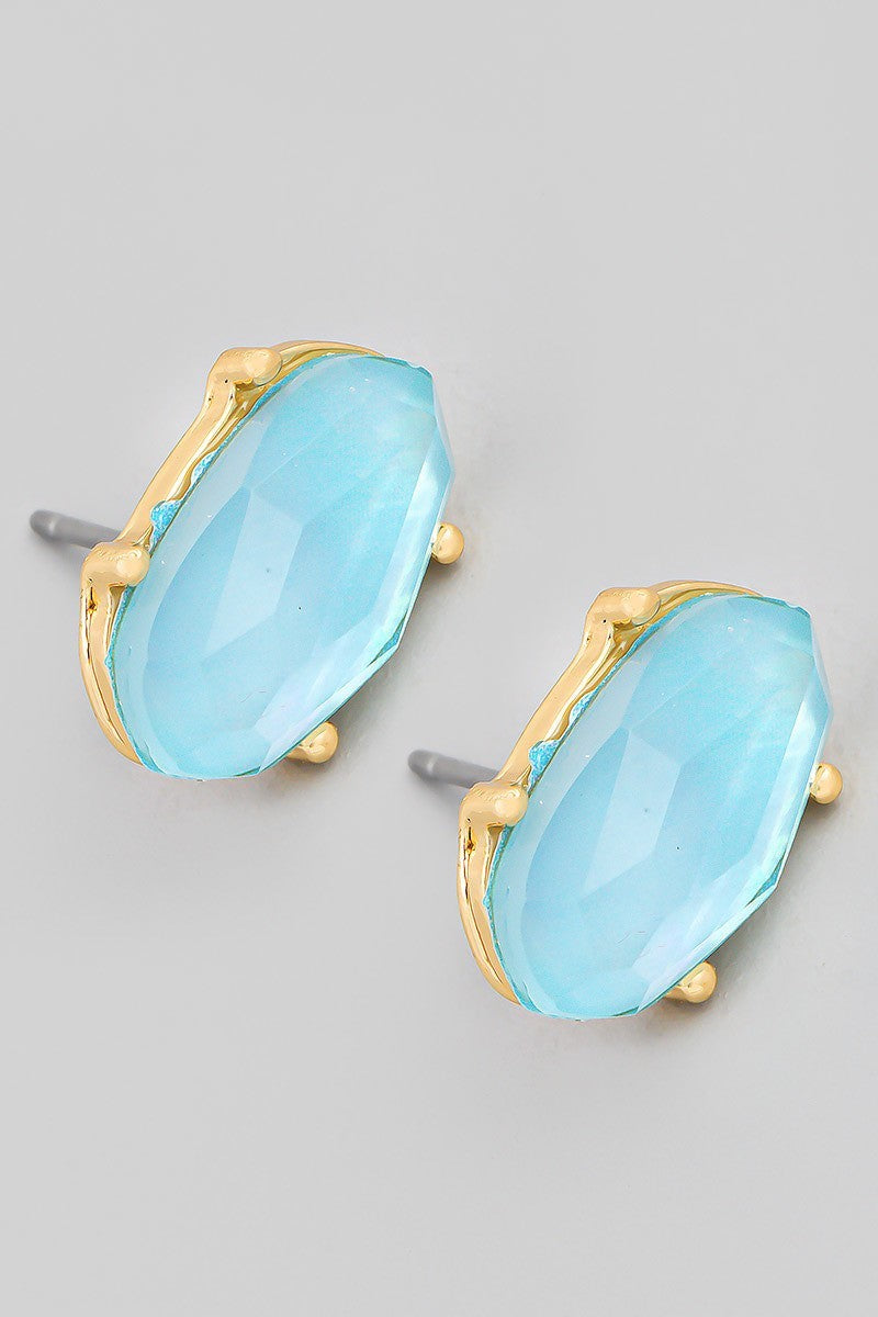 UBS038 Oval Studs Lt Blue