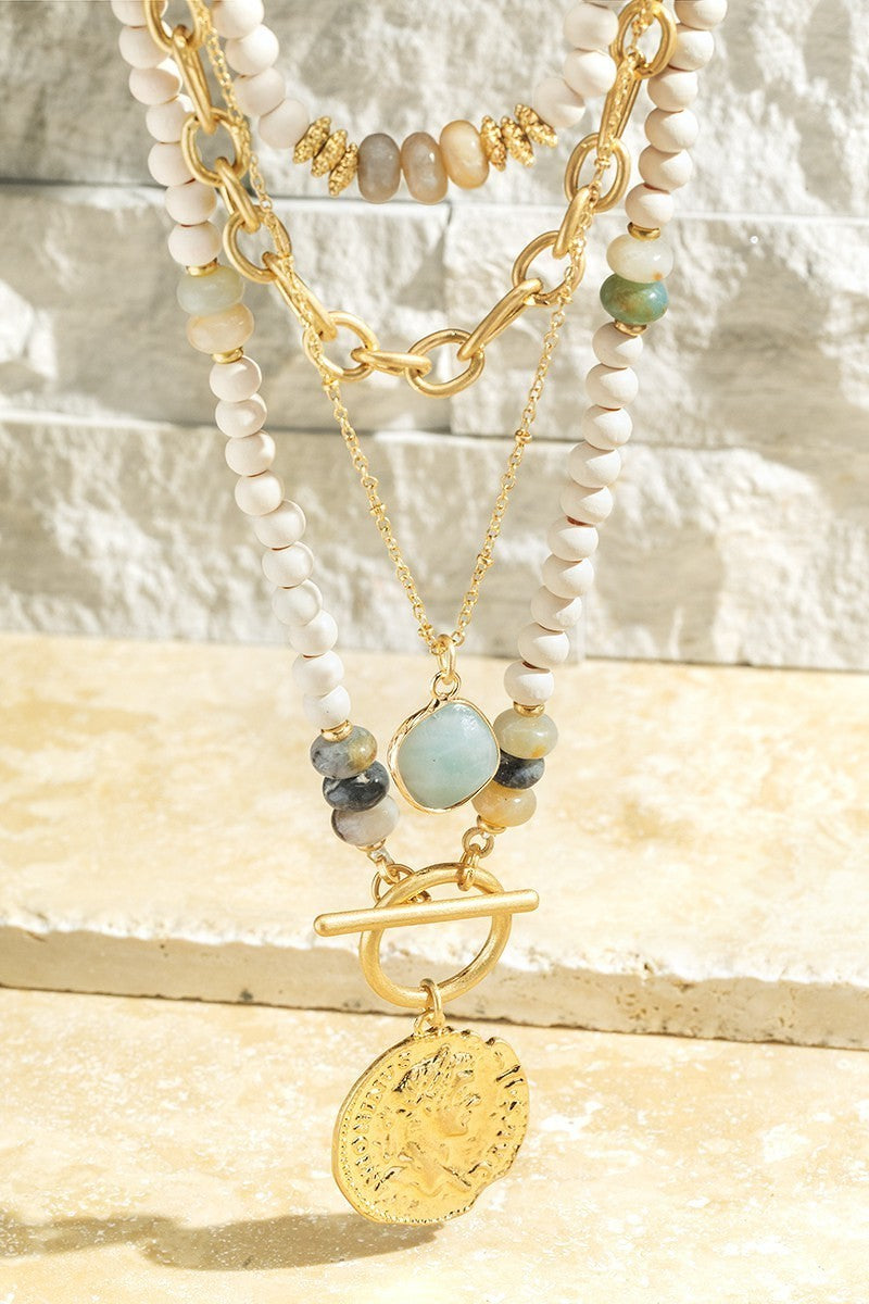 FMN165 Layered Necklace Amazonite