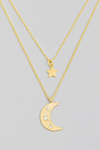 FMN169 Sun Moon Necklace Gold