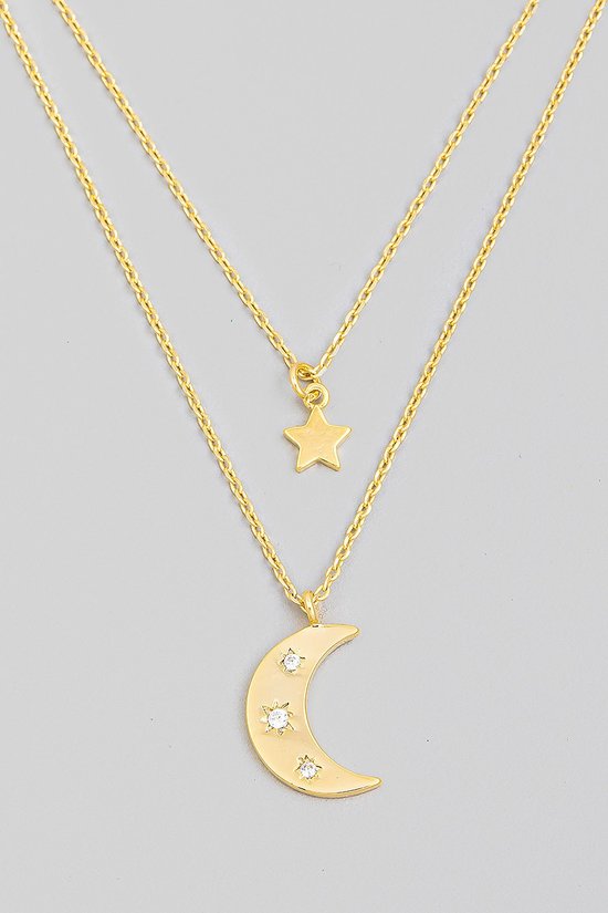 FMN169 Sun Moon Necklace Gold