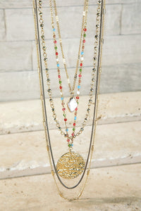 FMN092 Pearl Drop Necklace Multi