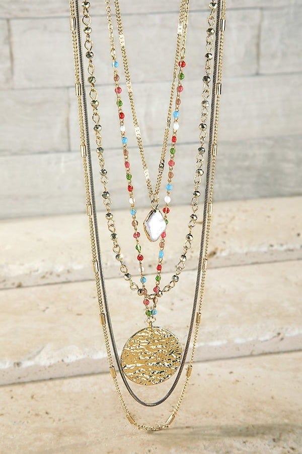FMN092 Pearl Drop Necklace Multi