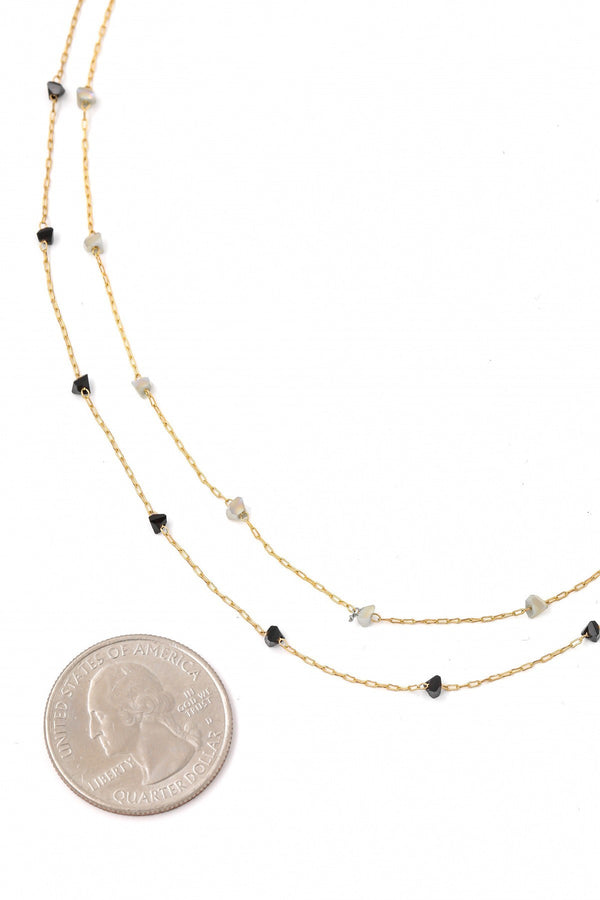FMN114 Double Layer Glass Bead Necklace Black