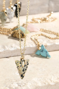 FMN086 Natural Stone Arrowhead Necklace Turquoise