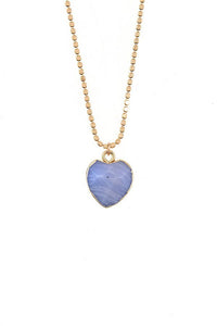 FMN057 Purple Fluorite Heart Necklace