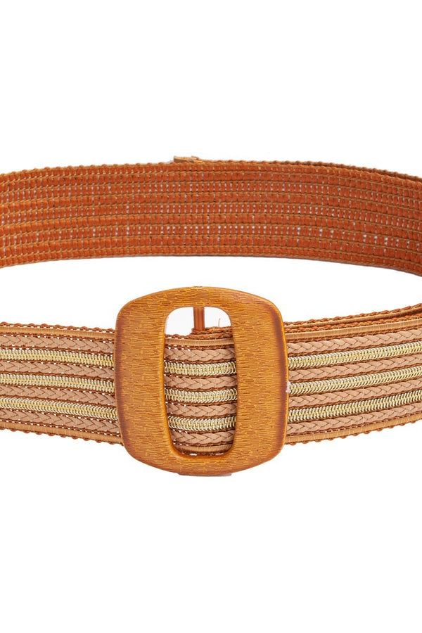 Belt009 Tan Gold Weave