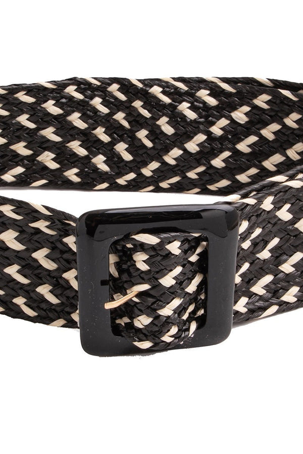 Belt011 Black White Weave Belt