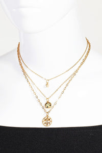 FMN170 3 Layered Necklace Gold WH