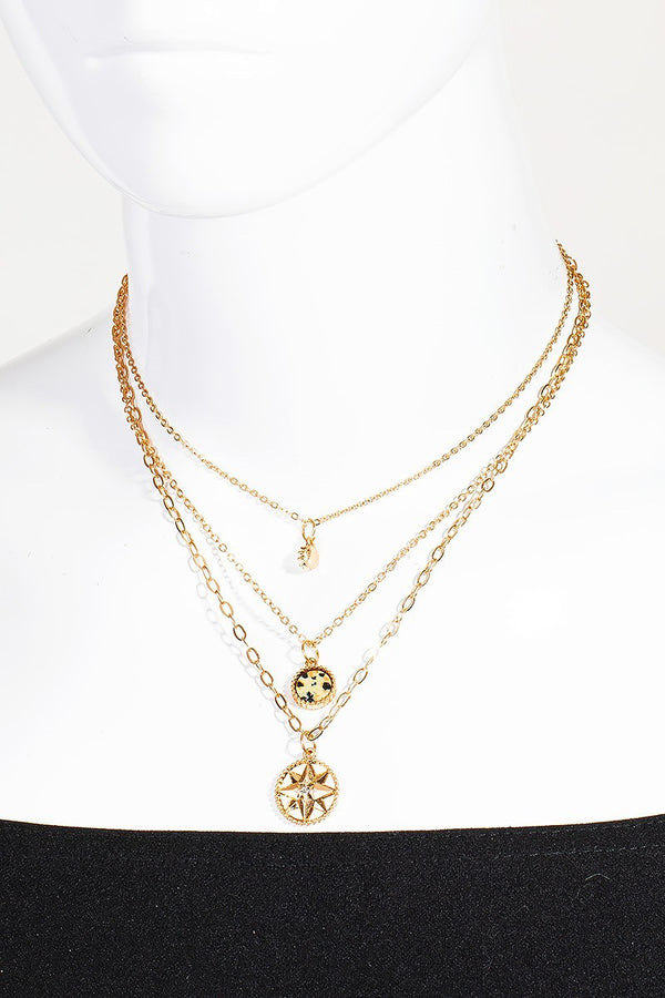 FMN170 3 Layered Necklace Gold WH