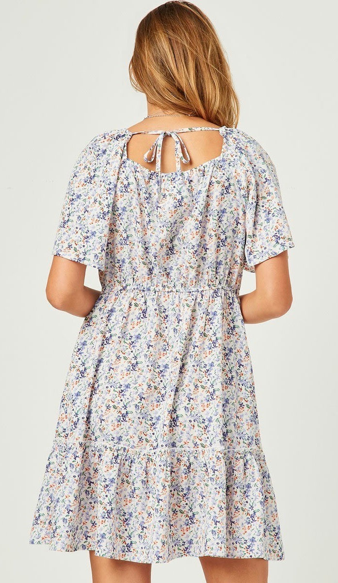 Kloey Cinched Bodice Mini Dress Ditsy Floral