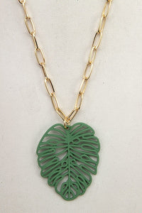 FMN098 Monstera Leaf Necklace
