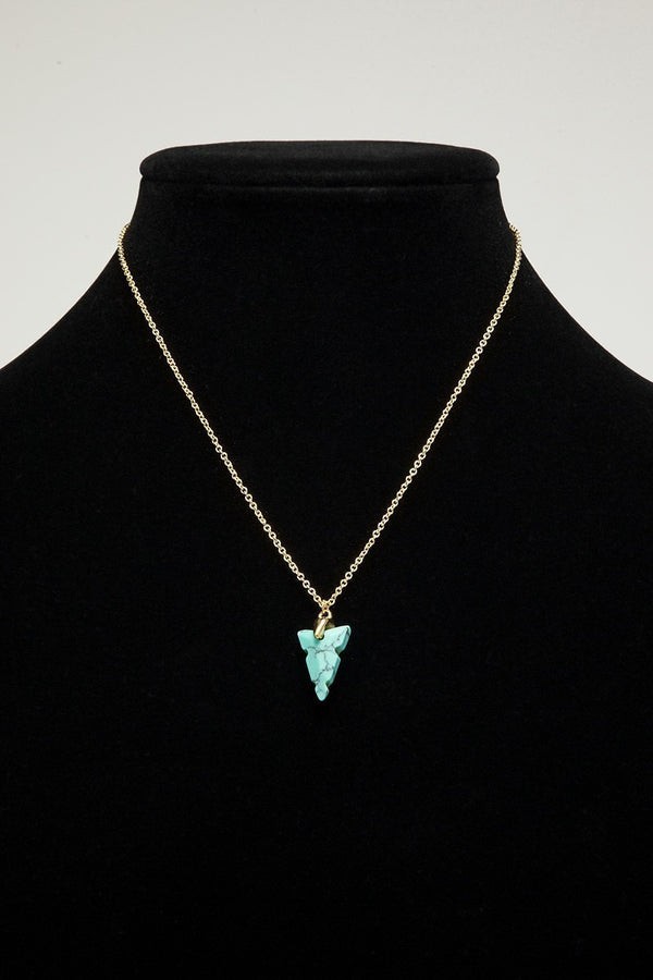 FMN086 Natural Stone Arrowhead Necklace Turquoise