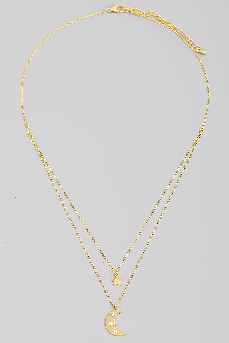 FMN169 Sun Moon Necklace Gold