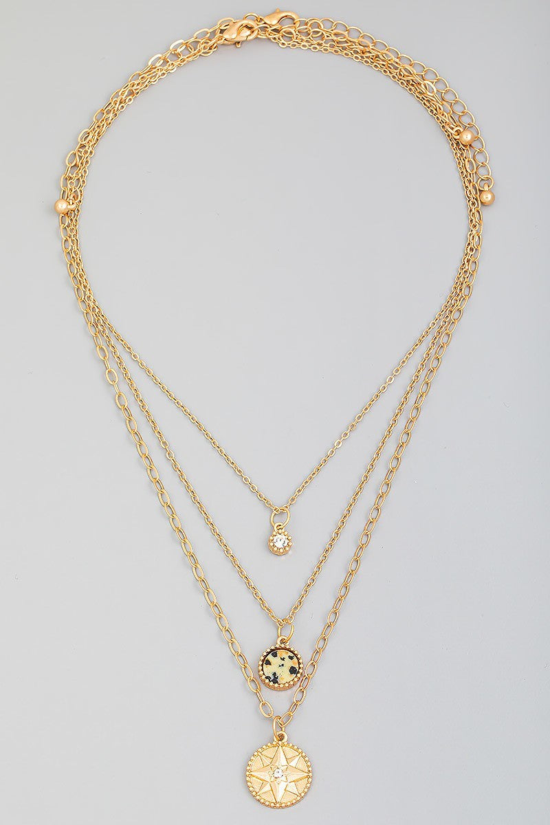 FMN170 3 Layered Necklace Gold WH