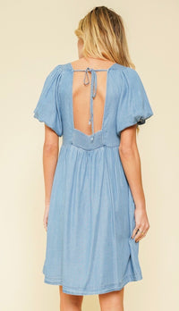 Darrel Darling Tie Back Dress Chambray