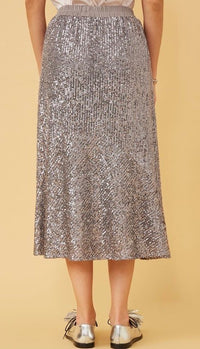 Sparkle Sparkle Sequin Midi Skirt Silver