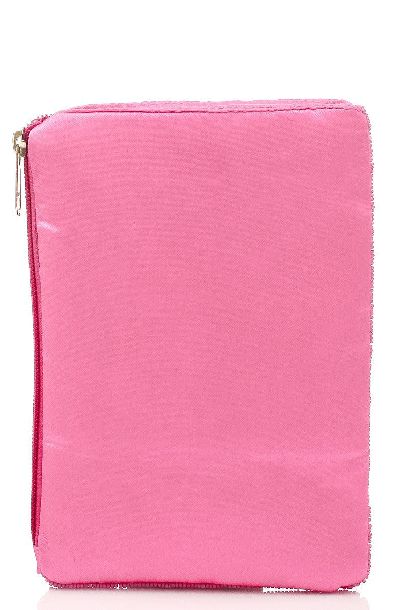 Bag016 Pineapple Beaded Crossbody Pink