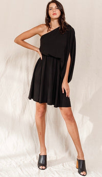 Roxy One Shoulder Dress Black