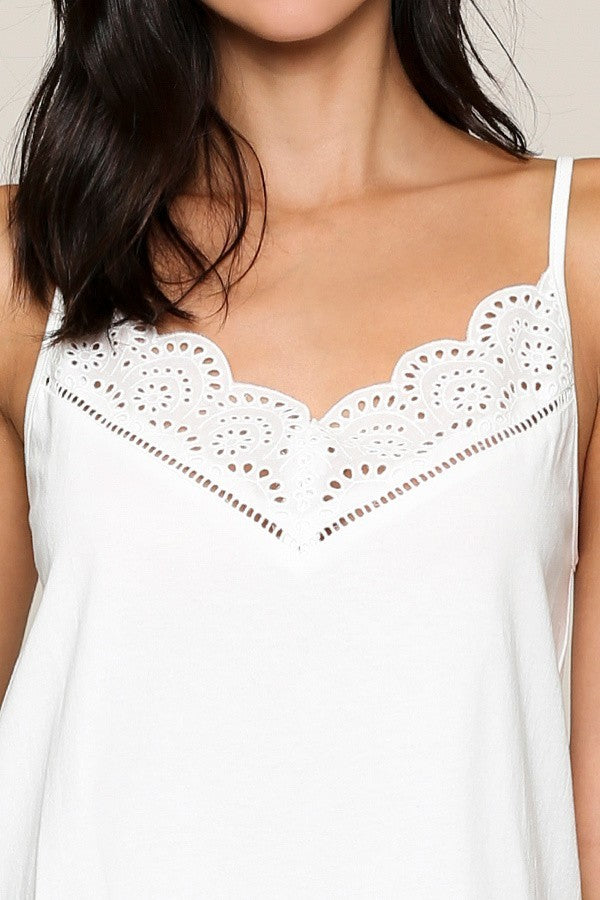 Eyelet Lace Cami White