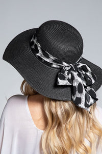 UBH042 Animal Bow Floppy Sun Hat Black