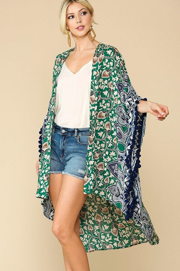 Monaco Tassel Trim Kimono