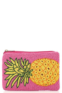 Bag016 Pineapple Beaded Crossbody Pink