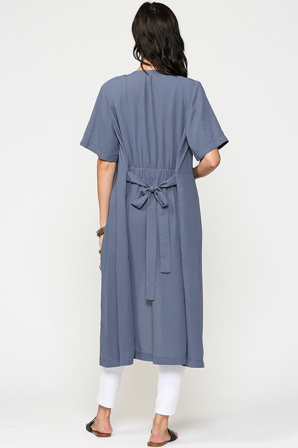 Cora Button Down Midi Dress Petrol Blue