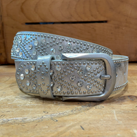 Rhinestone Studded Belt Silver