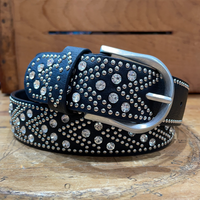 Rhinestone Studded Belt Black