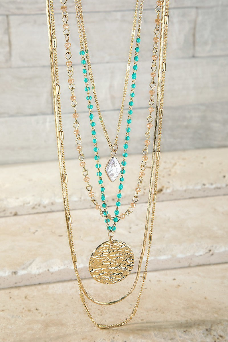 FMN092 Pearl Drop Necklace Turquoise