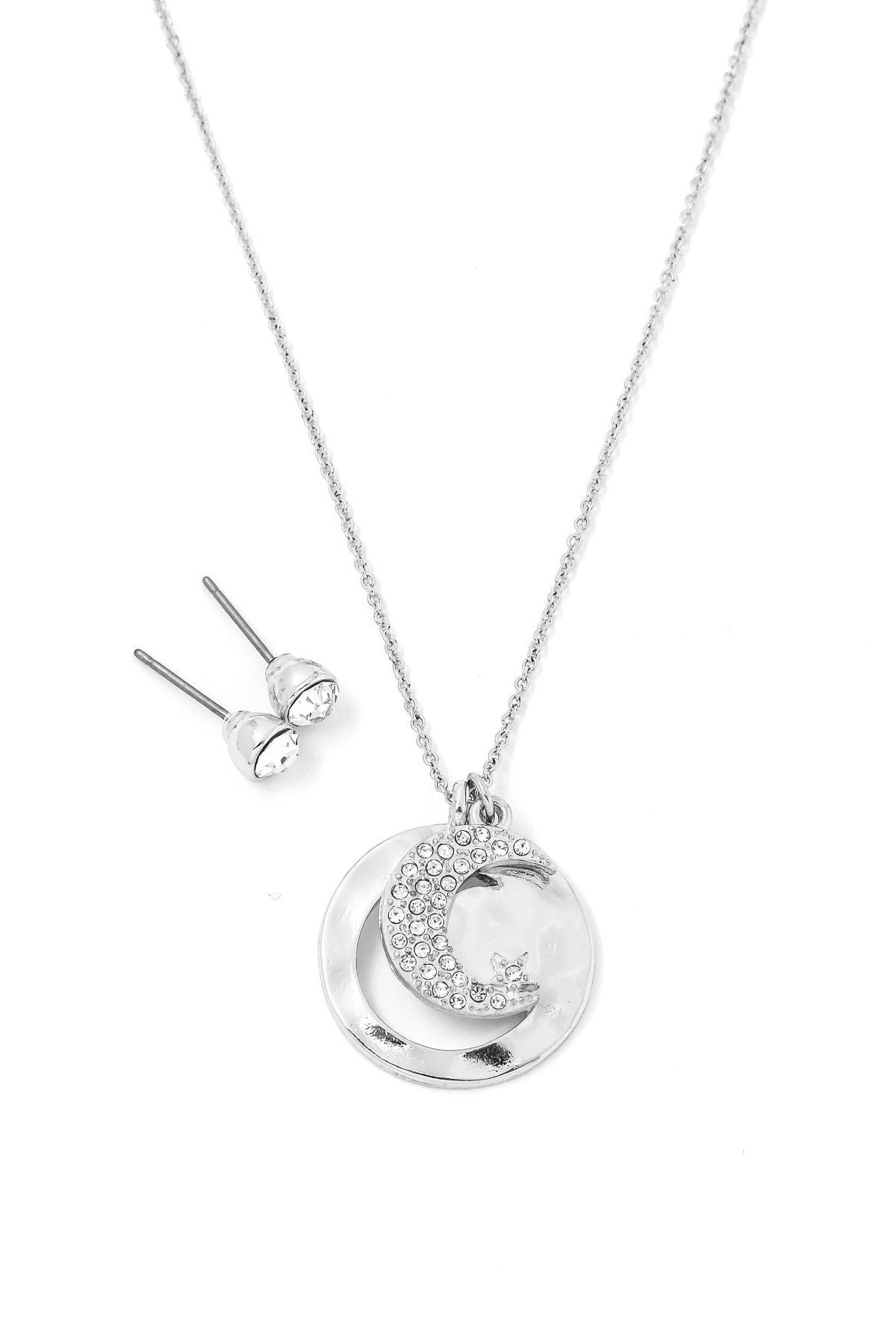 FMN111 Moon Cutout Necklace Silver