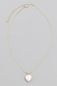 FMN057 White Howlite Heart Necklace