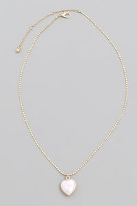 FMN057 White Howlite Heart Necklace