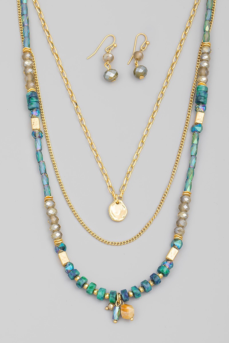 FMN144 Layered Necklace Blue