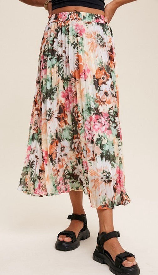 Pleats Please Midi Skirt Floral