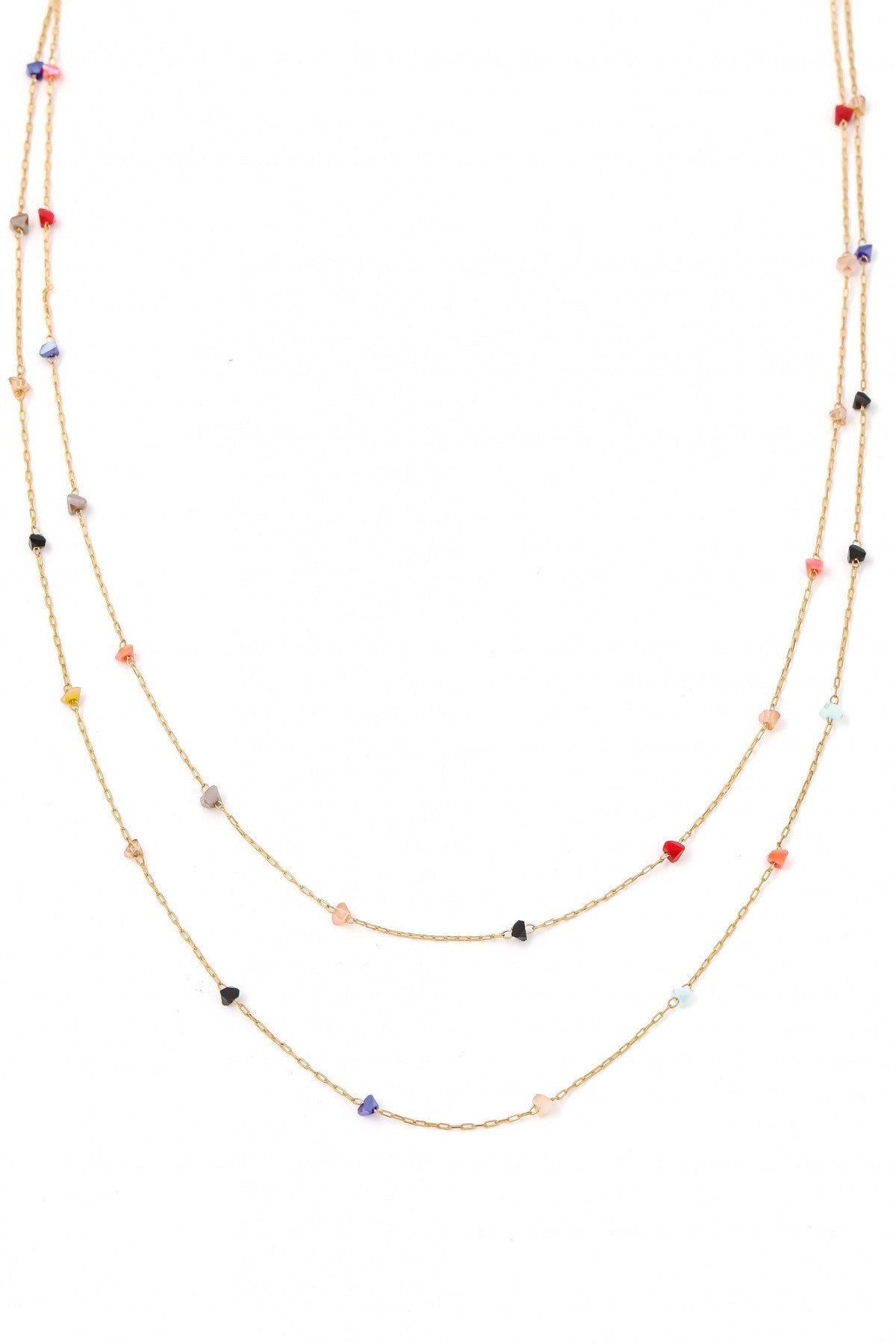FMN114 Double Layer Glass Bead Necklace Multi