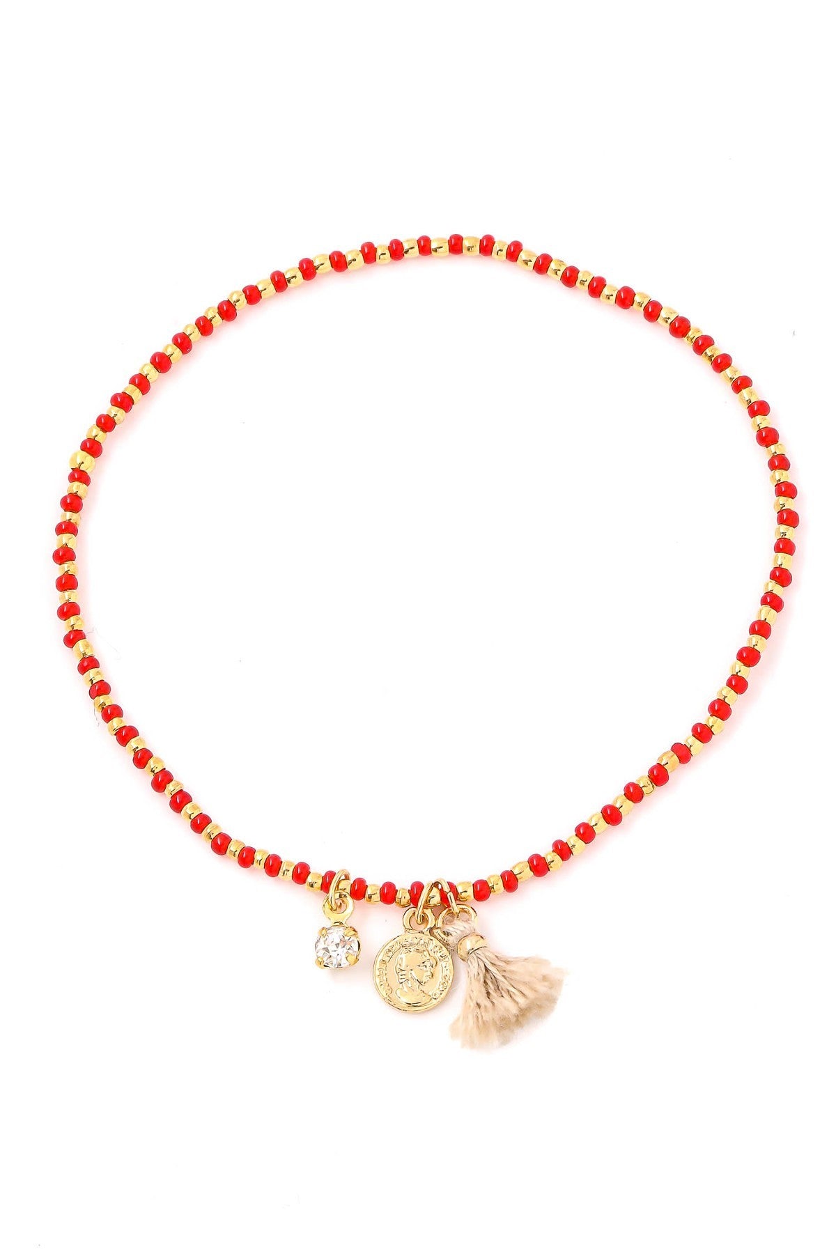 FMB040 Dainty Beaded Bracelet Red
