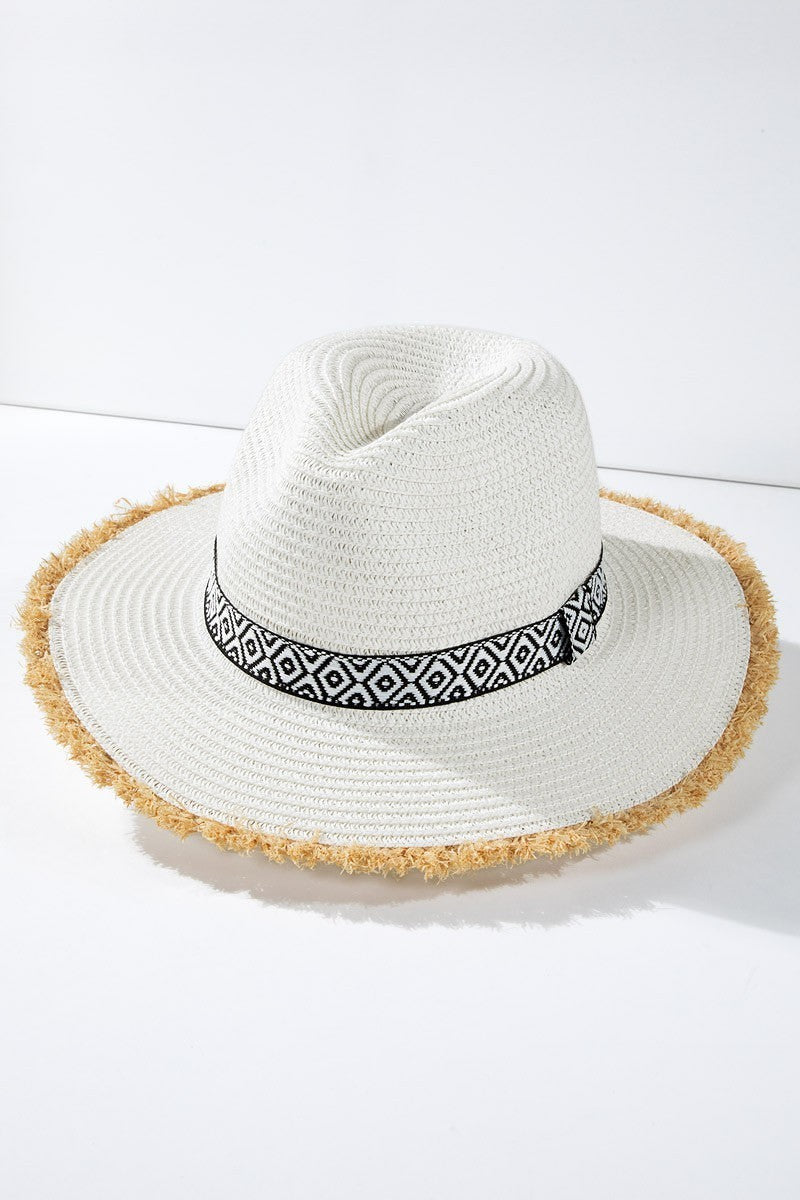 UBH043 Raw Edge Fedora White