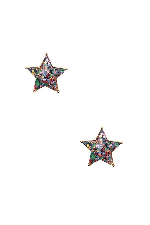 UBS027 Glitter Star Studs Lt Multi