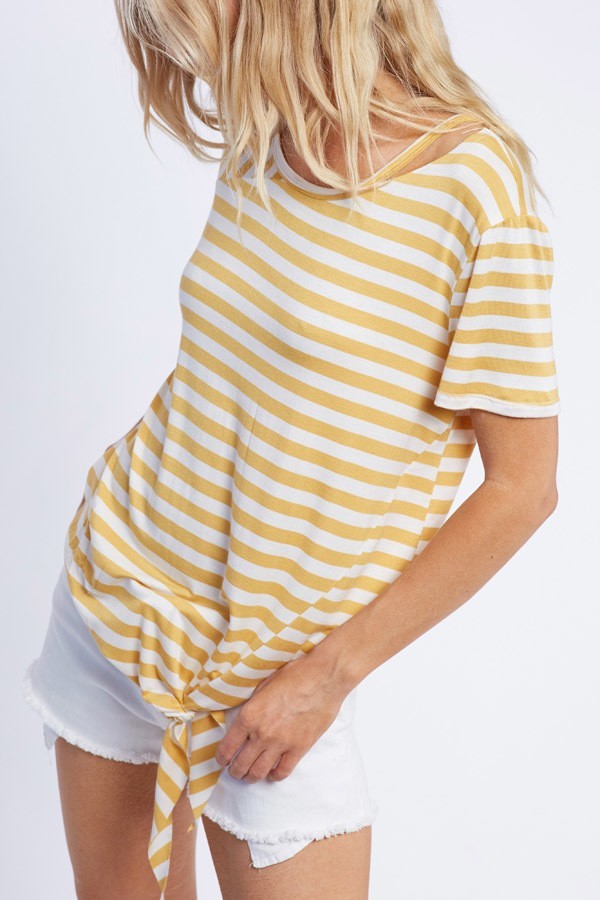 Minx Tie Front Top MUSTARD