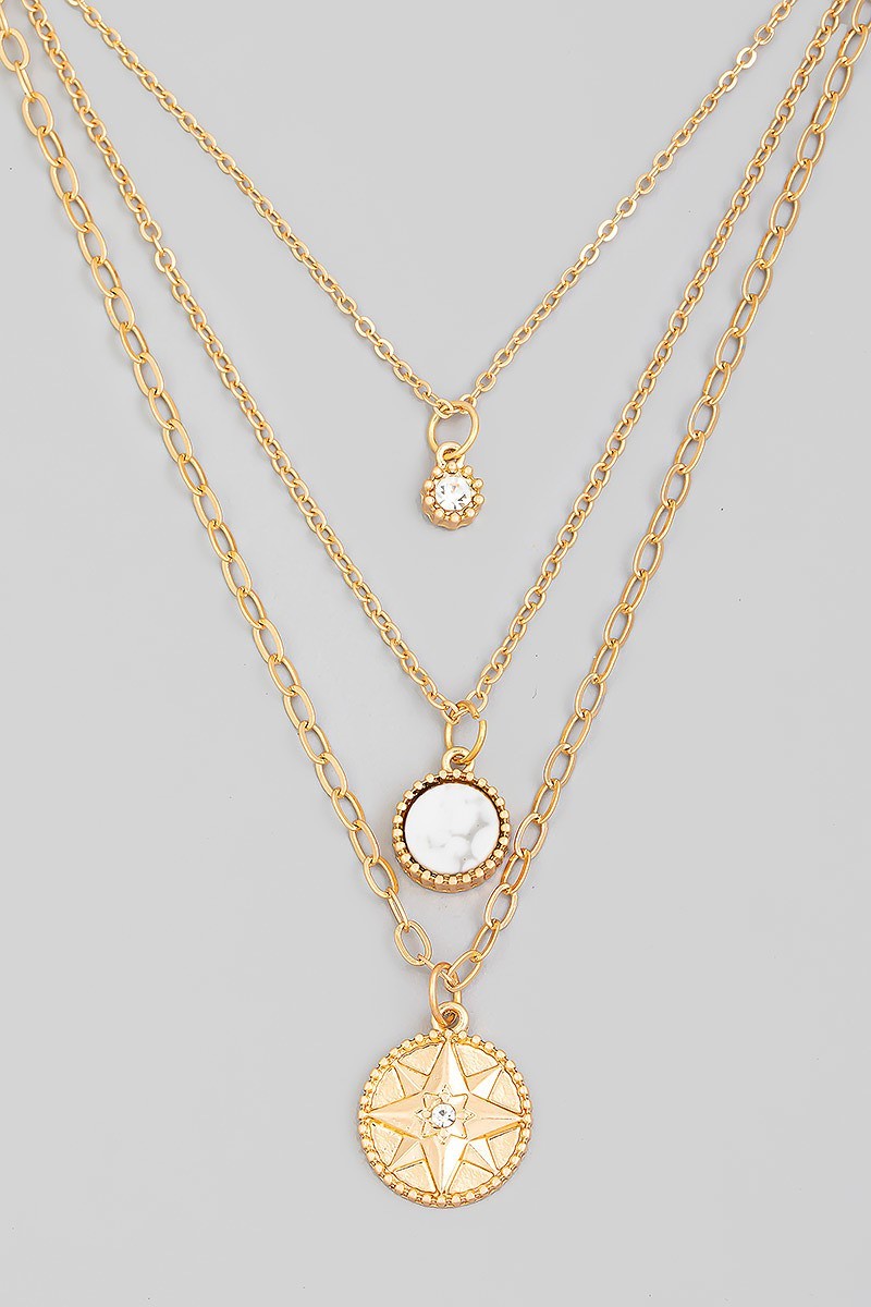 FMN170 3 Layered Necklace Gold WH