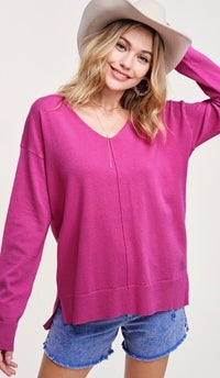 Rachel V-Neck Knit Top Candy